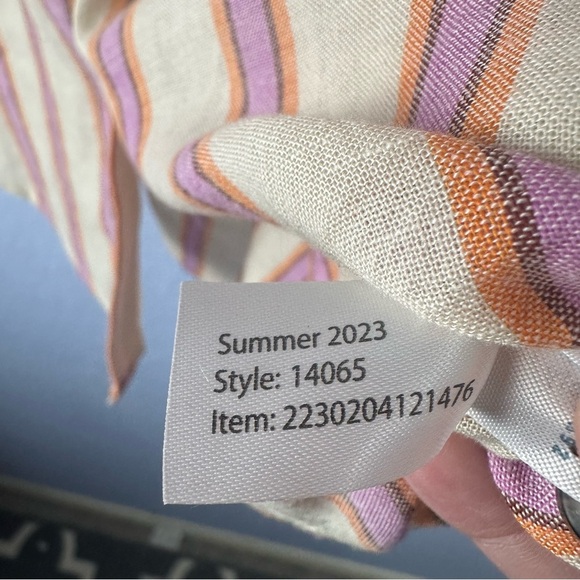 Marine Layer Women’s Dana Stripe Linen Blend Button Up Shirt Medium - Picture 4 of 6